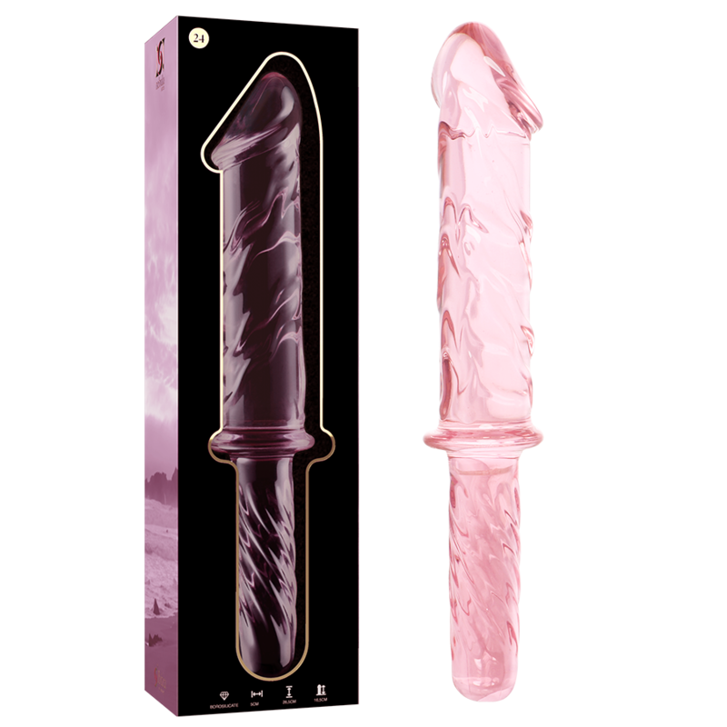 modèle 24 gode en verre borosilicate rose 28.5 cm -o- 5 cm