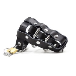 etui en cuir avec anneaux métalliques et cadenas