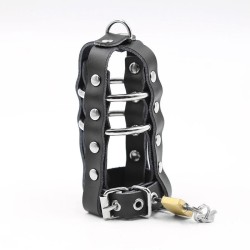 etui en cuir avec anneaux métalliques et cadenas