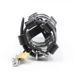 etui en cuir avec anneaux métalliques et cadenas