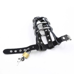 etui en cuir avec anneaux métalliques et cadenas