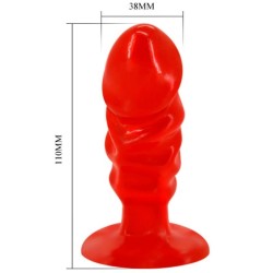 plug anal unisexe avec ventouse rouge