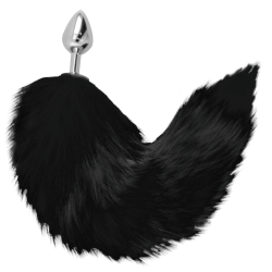 plug anal argent 8 cm avec queue noire