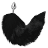 plug anal argent 8 cm avec queue noire