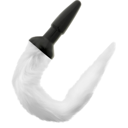 plug anal en silicone avec queue blanche