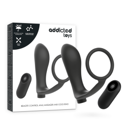 anneau pénis avec télécommande plug anal noir rechargeable