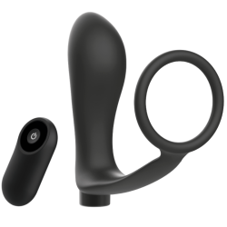 anneau pénis avec télécommande plug anal noir rechargeable