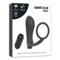 anneau pénis avec télécommande plug anal noir rechargeable