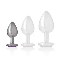 plug anal en métal aluminium avec cristal violet taille s