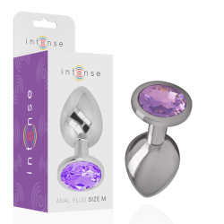 plug anal en métal aluminium avec cristal violet taille m