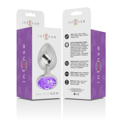 plug anal en métal aluminium avec cristal violet taille m