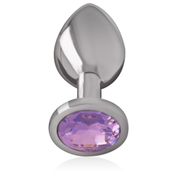 plug anal en métal aluminium avec cristal violet taille l
