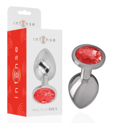 plug anal en métal aluminium avec cristal rouge taille s