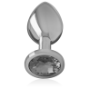 plug anal en métal aluminium avec cristal noir taille s