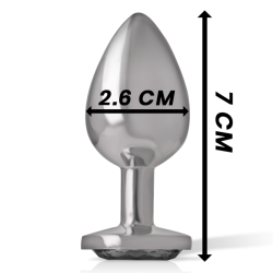 plug anal en métal aluminium avec cristal noir taille s