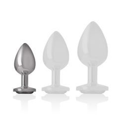 plug anal en métal aluminium avec cristal noir taille s