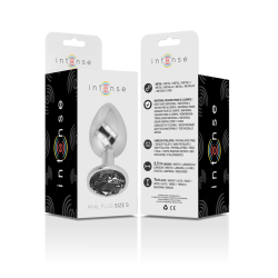 plug anal en métal aluminium avec cristal noir taille s