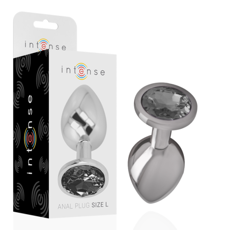 plug anal en métal aluminium avec verre noir taille l
