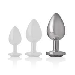 plug anal en métal aluminium avec verre noir taille l