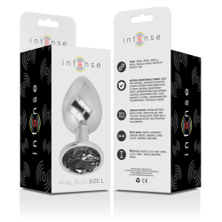 plug anal en métal aluminium avec verre noir taille l