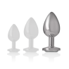 plug anal en métal aluminium avec cristal dargent taille l
