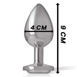 plug anal en métal aluminium avec cristal dargent taille l