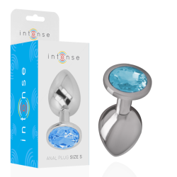 plug anal en métal aluminium avec cristal bleu taille s