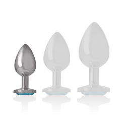 plug anal en métal aluminium avec cristal bleu taille s