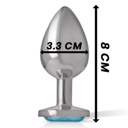 plug anal en métal aluminium avec verre bleu taille m