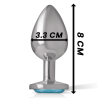plug anal en métal aluminium avec verre bleu taille m