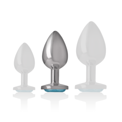 plug anal en métal aluminium avec verre bleu taille m