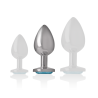 plug anal en métal aluminium avec verre bleu taille m