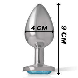 plug anal en métal aluminium avec cristal bleu taille l