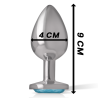 plug anal en métal aluminium avec cristal bleu taille l