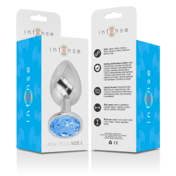 plug anal en métal aluminium avec cristal bleu taille l