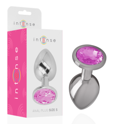 plug anal en métal aluminium avec cristal rose taille s