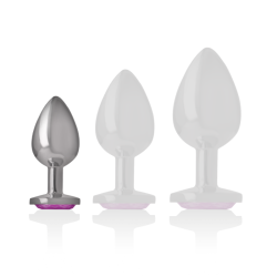plug anal en métal aluminium avec cristal rose taille s