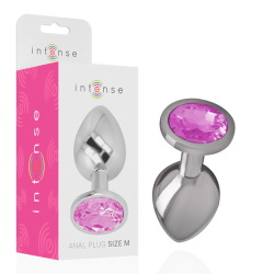 plug anal en métal aluminium avec cristal rose taille m
