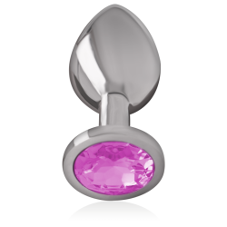 plug anal en métal aluminium avec cristal rose taille m