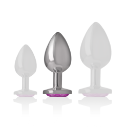 plug anal en métal aluminium avec cristal rose taille m