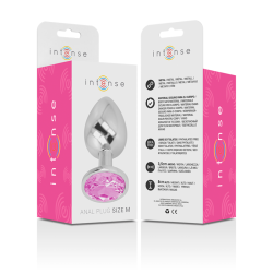 plug anal en métal aluminium avec cristal rose taille m