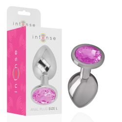 plug anal en métal aluminium avec cristal rose taille l