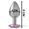 plug anal en métal aluminium avec cristal rose taille l