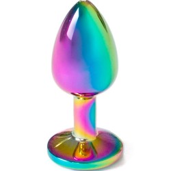 plug anal en métal arc-en-ciel petite taille 7 cm
