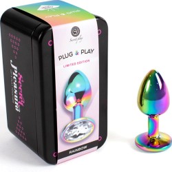 plug anal en métal arc-en-ciel petite taille 7 cm