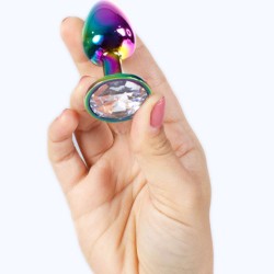 plug anal en métal arc-en-ciel petite taille 7 cm