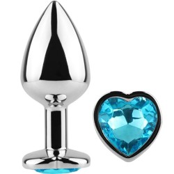 plug anal en métal coeur bleu petite taille 7 cm