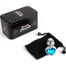 plug anal en métal coeur bleu petite taille 7 cm
