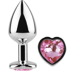plug anal en métal coeur fuchsia petite taille 7 cm