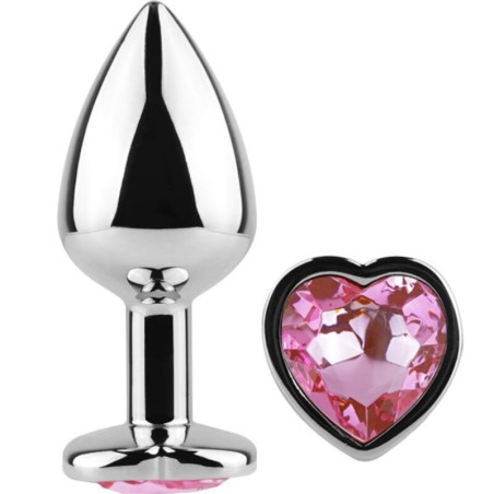 plug anal en métal coeur fuchsia petite taille 7 cm